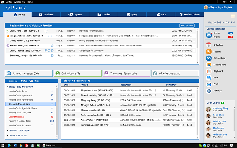 screenshot of Praxis EMR